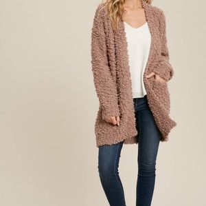 Bluivy mushroom colored popcorn cardigan. Size M/L